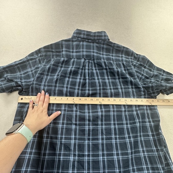 Fjallraven Ovik Lite Shirt Mens Large Blue Plaid Short Sleeve Button Up Outdoor - Picture 9 of 11